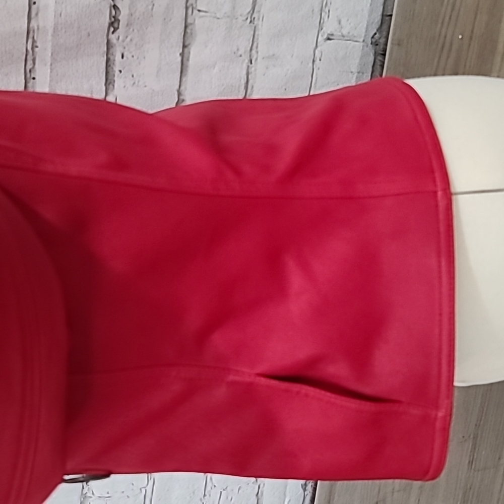 Akris Punto Asymmetric Zip Fitted Lux Nappa Leather Biker Jacket in Red - NWOT - Picture 10 of 17